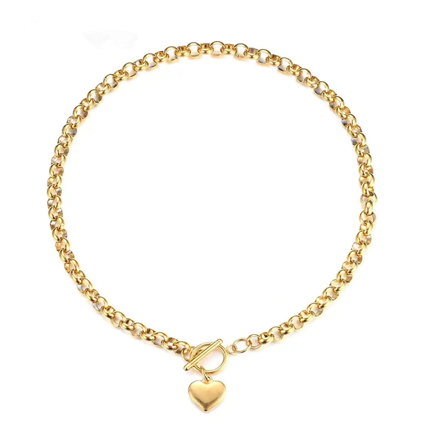 Gold Puffy Heart Choker Necklace