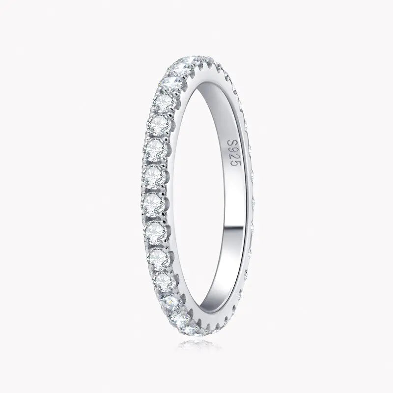 2MM Moissanite Row Rings 925 Sterling Silver