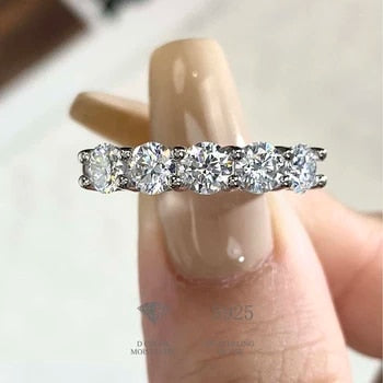 2MM Moissanite Row Rings 925 Sterling Silver