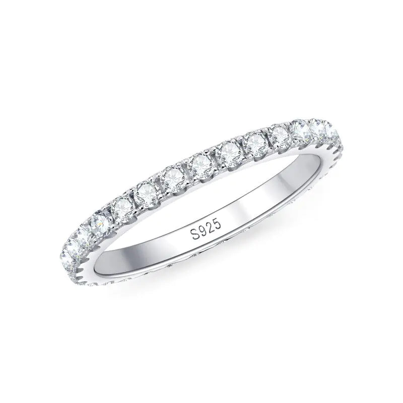 2MM Moissanite Row Rings 925 Sterling Silver
