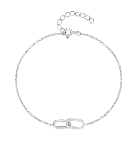 Infinity Pave Bracelet – Elegant Interlocking Link Design 925 Sterling Silver