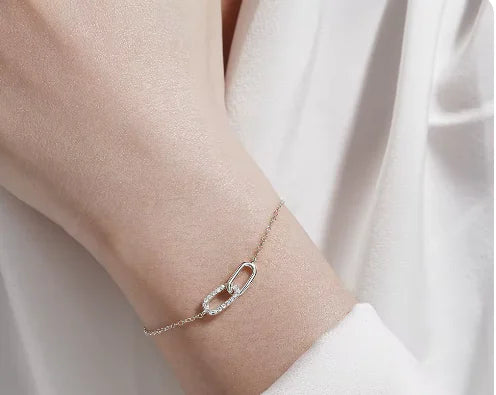 Infinity Pave Bracelet – Elegant Interlocking Link Design 925 Sterling Silver