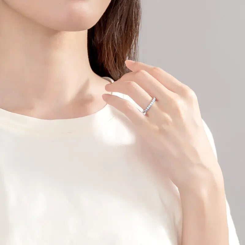 2MM Moissanite Row Rings 925 Sterling Silver