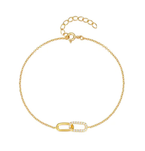 Infinity Pave Bracelet – Elegant Interlocking Link Design 925 Sterling Silver