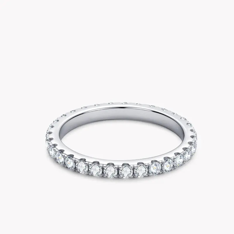 2MM Moissanite Row Rings 925 Sterling Silver